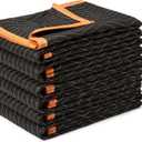 Amazon Basics Reinforced Tear-Resistant Moving Blankets, 72" x 80", Black, 6-Pack