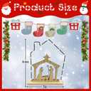 Wooden Nativity Scene Sets with LED Lights - Stable Nativity Set of Figurines Christmas Indoor Holy Family Figurines Table Sign Religious Party Mantle Fireplace Home Jesus Office Desk Decor