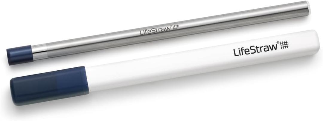 LifeStraw Sip  Reusable Stainless Steel Water Filter Drinking Straw (Midnight Blue)