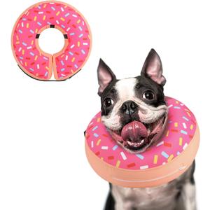 Supet Inflatable Dog Cone Collar for Large Medium Small Dogs, Soft Cone Collar for Dogs Cats, ECollar Doggie Neck Donut Dog Cone Alternative After Surgery (M(Neck 9"-13"), Donut Pink)