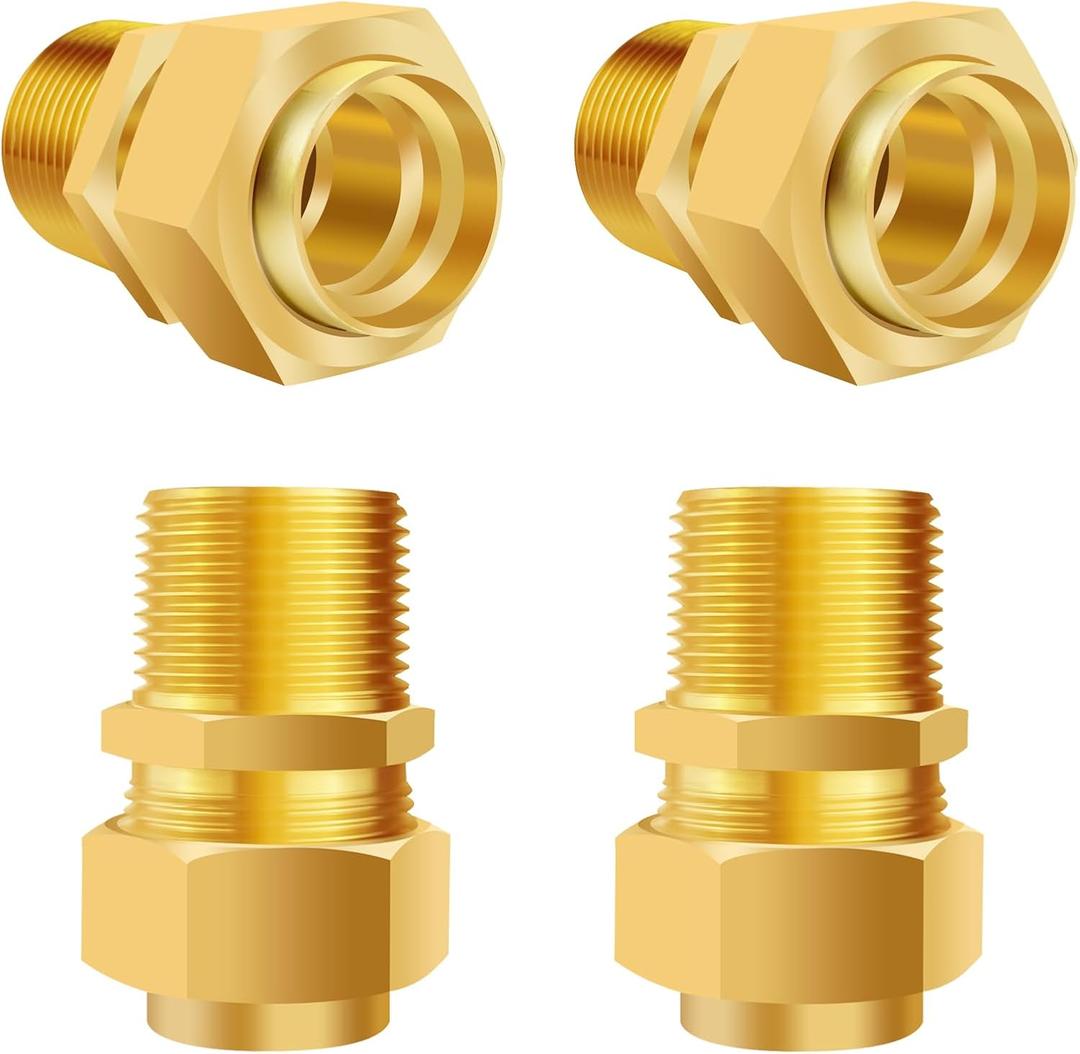 4 Pack 3/4'' CSST Male NPT Pipe Fitting Kit Brass Natural Gas Quick Connect Adapter Grill Propane Conversion Connector