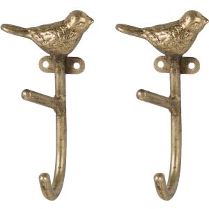 SOFFEE DESIGN 2pcs Metal Coat Hooks with Gold Little Bird Branch Shape, for Entryway, Bathroom, Bedroom Farmhouse Decoration