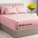 Extra Deep Queen Sheet Set - 6 Piece Breathable & Cooling Sheets - Hotel Luxury Bedding Set with 18-24 Inch Extra Deep Pockets - Easy Fit - Super Soft, Wrinkle Free and Comfy - Baby Pink, Queen Size