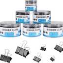 208 PCS Binder Clips Paper Clamps Assorted Sizes, Metal Paper Binder Clip, Black Binding Paperwork Clamp Bulk, School Teachers Office Supplies
