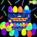 JOYIN 72 Pcs Easter Eggs with 72 Mini Glow Sticks for Kids Glow-In-The-Dark Basket Stuffers Fillers Gift, Easter Egg Hunt Game Party Favors Decorations Supplies, Classroom Prizes