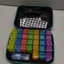 Monthly Pill Organizer 2 Times a Day, with Portable Hard Shell, Pill Cutter, 31-Day Box, Plastic Opening Pick, Monthly & Weekly Stickers, Convenient Medication Management (Black, 2 Times a Day)