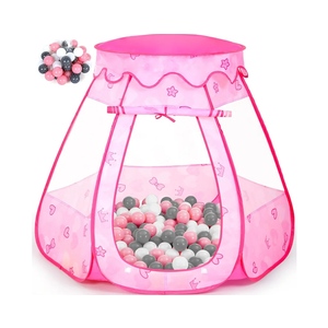 Baby Ball Pit for Toddler with 50 Balls, Kids Pop Up Play Tent for Girls, Princess Toys for Children Indoor Outdoor Playhouse with Carry Bag