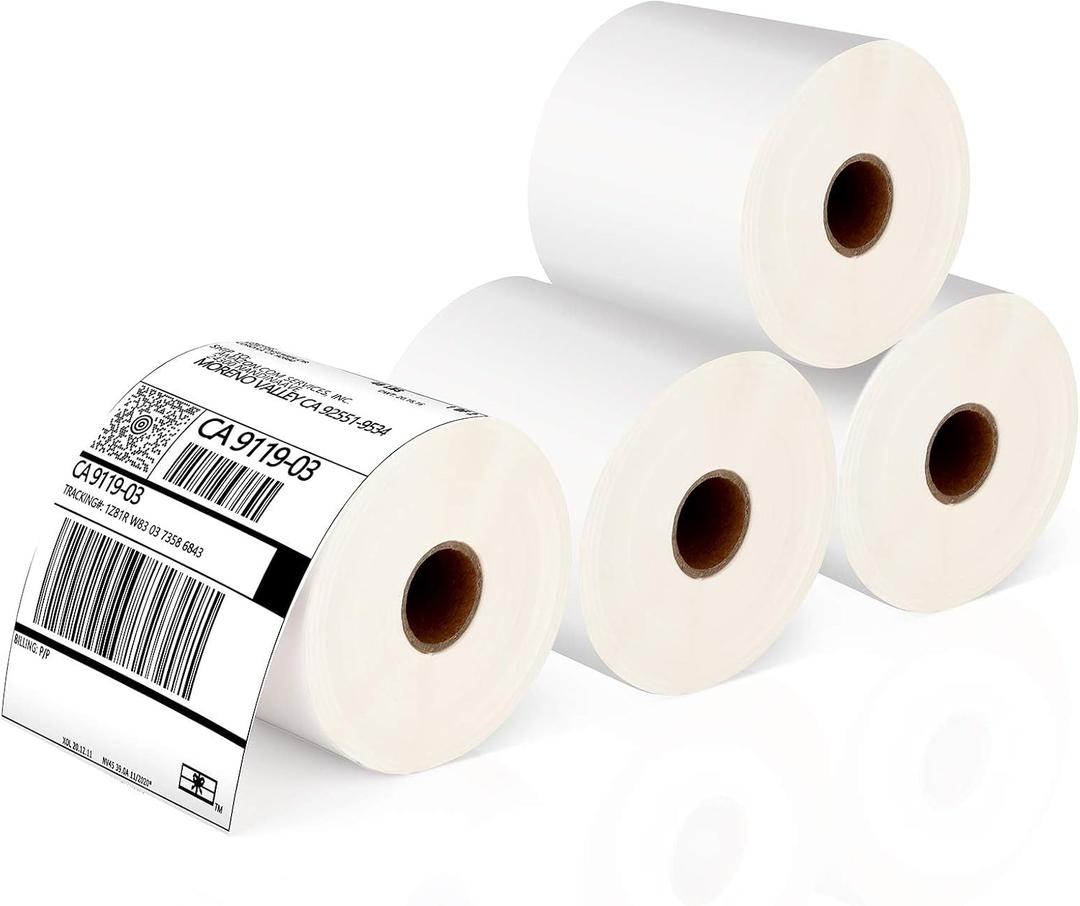 JADENS Thermal Shipping Labels 4x6-350 Labels(4 Rolls), Compatible with Rollo, Brother, Zebra and Most Thermal Printer, Perforated, Commercial Grade, Doesn't Compatible with Dymo