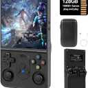 S600 Retro Handheld Game Console, 4 Inch 720p IPS Screen, 128GB with 18,000+ Pre-Installed Games, 3500mAh Battery for Long Play, Portable Linux System (Black)