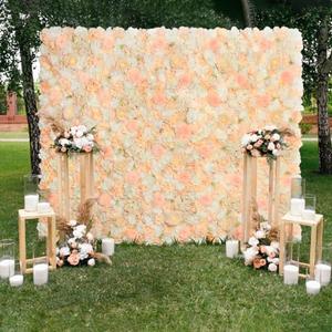 Champagne White Wedding Flower Backdrop 5ftx3.74ft Artificial Floral Backdrop Wall Panels for Bridal Shower Birthday Party Decor