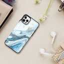 LETO for iPhone 13 Pro Max Case,Flip Folio Leather Wallet Cover with Fashion Designs for Girls Women,Card Slots Kickstand Protective Phone Shell 6.7" Opal Blue Marble