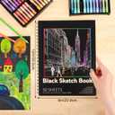 50 Sheets Black Paper Sketchbook, 108 lb/160gsm Heavyweight Black Sketch Pad 912in, Acid-Free Drawing Paper, Spiral Bound Sketch Book for Kids, Teens, Artist