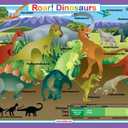 Tot Talk Roar Dinosaurs Educational Placemat for Kids – Made in USA – Durable, Double-Sided, Dinosaur placemat with Animal Facts, Coloring & Multilingual Names– Waterproof Wipeable, 17.5” x 11.5”