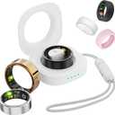 Smart Ring for Women & Men, Health Tracker Ring with Heart Rate, Blood Oxygen,Blood Pressure, IP68 Waterproof Fitness Ring, Sleep Tracker for iPhone and Android, No APP Fee (Silver, 6.5#)