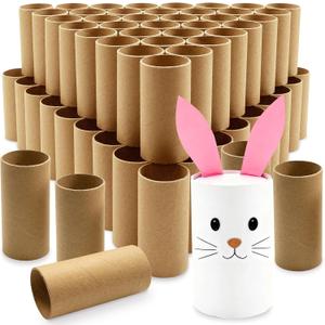 120 Pack 3.3 x 1.6 In Empty Toilet Paper Rolls Round Craft Tubes Bulk, Strong and Pressure-Resistant for DIY, Art, Gift, Brown