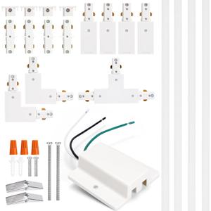 H Track Lighting Rails Kit - iCreating 13ft White Track Light Tracks 3 Wire with Floating Canopy Connector, I and L Connectors for Single Circuit H Type LED Tracks Lighting Heads Fixtures