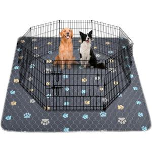 Aitmexcn Washable Puppy Dog Pee Pad, 2PCS 100% Waterproof Whelping Training Mat for Puppy/Senior Dog, Fast Drying Reusable Puppy Pads for Indoor, Outdoor and Car Travel- 48'' x 48'',Gray (Colour Paws)