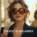 Foliful Square Sunglasses for Women, Trendy Womens Oversized Sunglasses, Stylish Large Frame Shades Designer Womens Sun Glasses, Black/Grey Lens