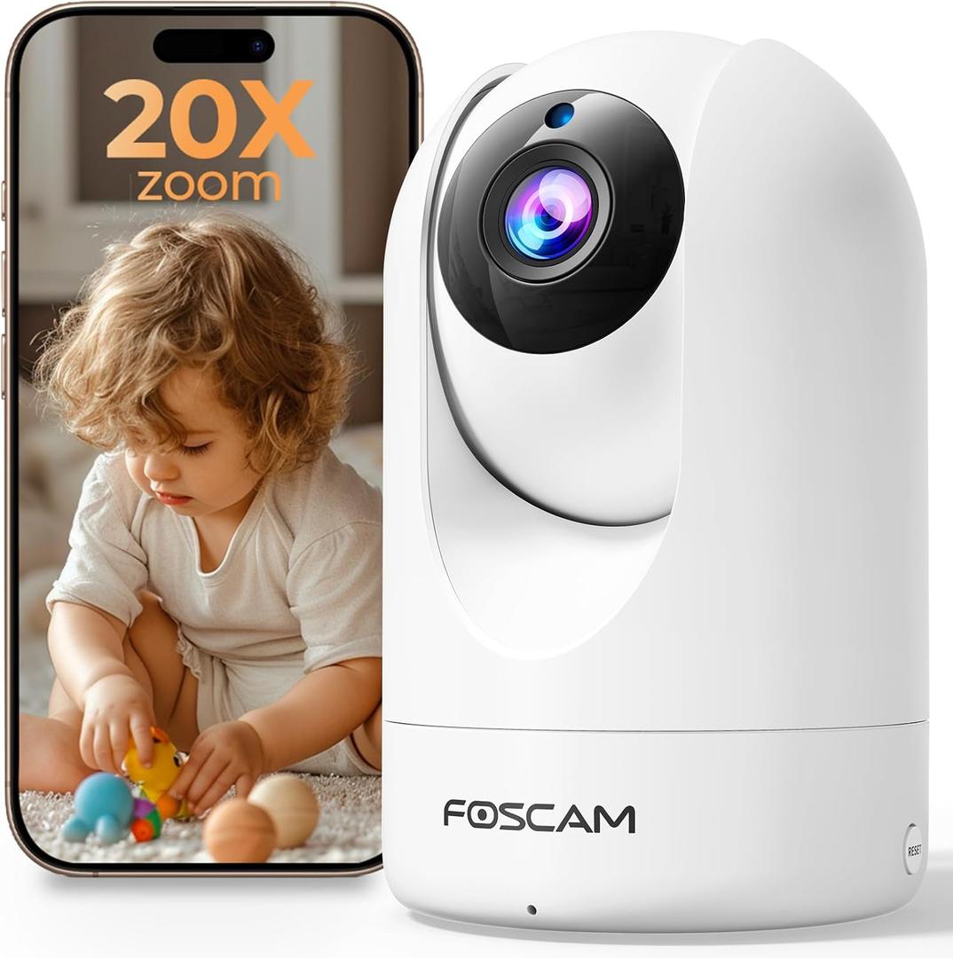 FOSCAM Home Security Camera R4S 4MP(2K) WiFi Camera, 2.4/5GHz Wireless IP Indoor Camera with AI Human Detection & Sound Detection, 33ft Night Vision, 2-Way Audio, Compatible with Alexa, White