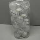 30ct Christmas Ball Ornaments-60mm/2.36" Shatterproof Clear Plastic Xmas Balls Baubles Set with Stuffed Delicate Sparkling, Hanging Christmas Tree Decorations(White)