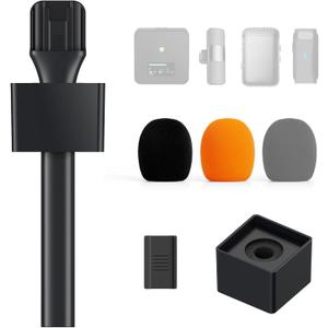 TONOR Handheld Adaptor for Interview Mic, Wireless Microphone Handle for Lavalier, Compatible with Rode, DJI and All Lav Mic, Microfono Stand with Flag Station, Foam, Rig for Vlogging, Reports, TP20