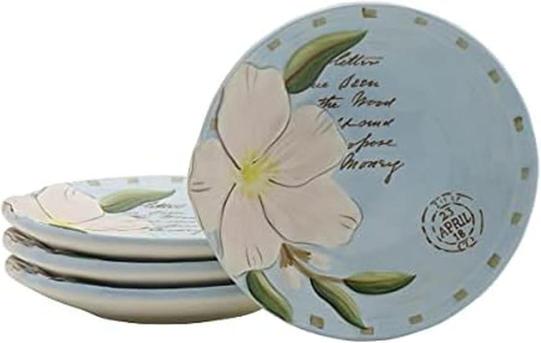 Fitz & Floyd Fitz and Floyd Toulouse Appetizer Plates, Set of 4, 5-Inch, Blue