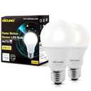 DiCUNO Radar Motion Sensor Light Bulbs Outdoor, 12W (100W Equivalent), Motion Sensor Bulb Auto On/Off, Daylight White 5000K, 1100 LM, A19 E26 Indoor/Outdoor Lighting for Front Porch Garage, 2-Pack
