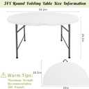Fivenl 5 FT Round Folding Tables White Foldable Table, Fold-in-Half with Carrying Handle Portable Plastic Table for Party, Dining, Wedding, Camping, Picnic, Indoor Outdoor Events