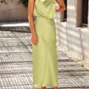 PRETTYGARDEN Women's 2026 Summer Satin Dress Elegant Sleeveless Mock Neck Cocktail Party Maxi Dresses XXL