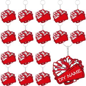 Tondiamo 20 Pcs Megaphone Cheer Keychain Bulk Cheer Gifts Cheerleader Pom Pom Bag Tag Cheerleader Acrylic Luggage Keychain Valentines Gift (Red)