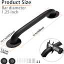 Shower Grab Bar, 2 Pack 12 Inch Black Bathroom Grab Bar, 1.25" Diameter 304 Stainless Steel Anti-Slip Grab Bars for Bathtubs and Showers, Handicap Shower Grab Bar for Seniors Elderly