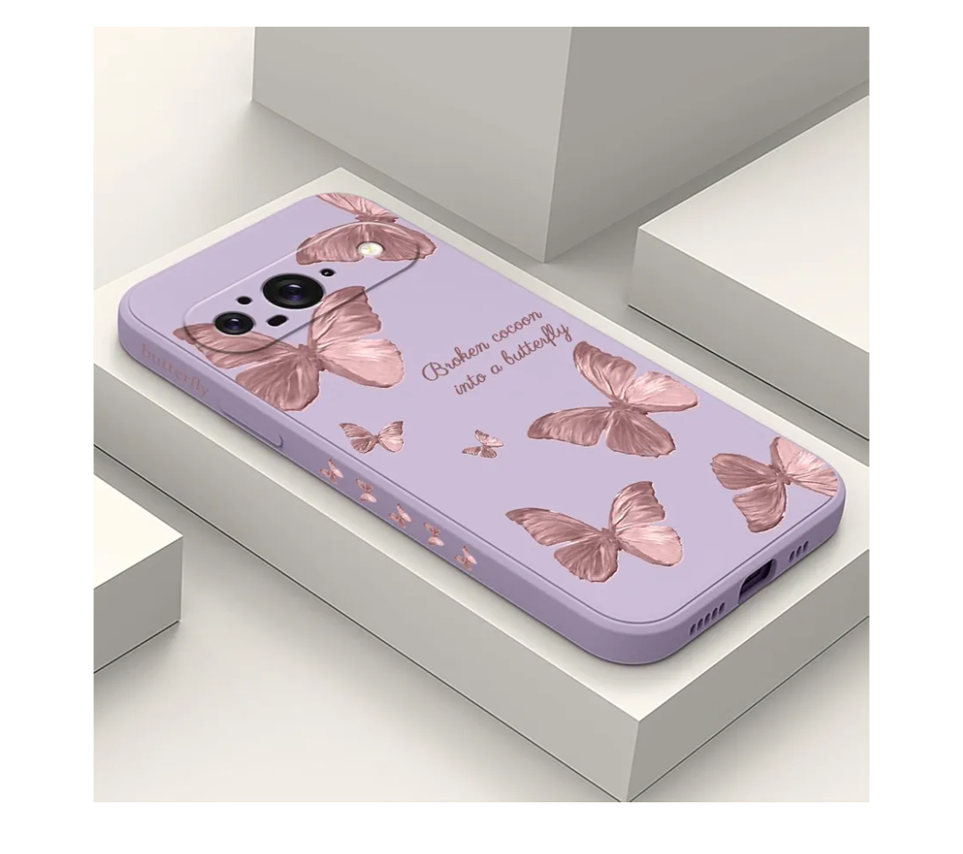 LEECG for Google Pixel 9 Case, Floral Pattern Design Slim Protective Phone Case Cover for Google Pixel 9 6.3", Butterfly Purple