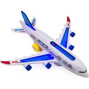 2 x Tipmant Baby Toddler Electric Airplane Vehicle Car Toy Electronic Plane Aircraft, Automatic Driving, Music, Flash Light Kids Birthday Gifts
