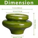 Ceramic Planters for Indoor Plants 11 Inch - Bonsai Plant Pots Outdoor, Large Planters for Indoor Plants, Green Planter with Drainage Hole, Flower Pot for Garden Decor, Gift for Women Men
