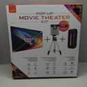 iLive Cinema Pop-Up Film Kit, 720p Projector with 120 Inch Screen, Bluetooth 5.0 Speaker, HDMI/USB/3.5mm, Black, Portable Theater, 21.5 x 17 x 19 cm