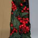 Red Berry Christmas Garland with Lights, 5.9FT Artificial Garland Christmas Decorations Battery Operated Christmas Garland for Mantle Winter Holiday Garland New Year Fireplace Stairs Home Table Decor