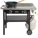 Cuisinart Outdoor Wok Station, 50,000 BTU Propane Outdoor Wok Burner with Prep Table, 14" Carbon Steel Fry Pan, Stainless Steel Side Table, Storage, Outdoor Cooking Station for Stir Fry, Searing, BBQ