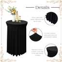 Tegeme 4 Packs Round Spandex Cocktail Tablecloths with Skirt 32 x 43 Inch Cocktail Round Table Cover Spandex Stretch Square Tablecloth Skirt for Table Bar Wedding Party Banquet (Black)