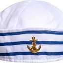 ALVOGIMOR Sailor Captain Navy Hat for Women,White Sailor Captain Cap Sail Hats for Navy Costume Dressing Up Halloween Party Accessory