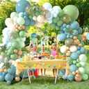 143PCS Matte Balloon Garland Kit - 18Inch Focal Dusty Blue, Sage Green, Metallic Gold with Cream White, Includes Multiple Sizes for Baby Shower Wedding Birthday Party Decorations