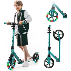 WAYPLUS KS1 Kick Scooter for Ages 6+,Kid, Teens & Adults. Max Load 240 LBS. Foldable, Lightweight, 8IN Big Wheels for Kids, Teen and Adults, 4 Adjustable Levels. Bearing ABEC9 FED Fitness