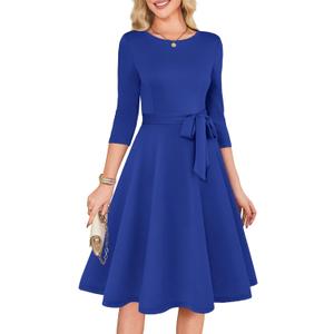 RUMIA Women's Cocktail Dresses 3/4 Sleeve Formal Vintage Wedding Guest Dress (XS-3XL) (Blue, M)