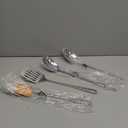 4 Pcs Cooking Utensils Set, Stainless Steel Kitchen Utensils, Heat Resistant Metal Kitchen Tools Include Solid & Slotted Turner Wok Spatula, Serving Spoon, Ergonomic Handle, Easy to Clean, Silver