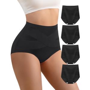 Women's High Waisted Cotton Underwear Panties Ladies Stretch Breathable Full Coverage Briefs 4 Pack (X-Large)