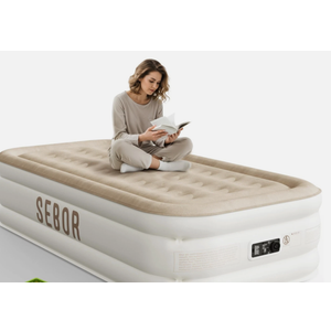 Sebor Twin Air Mattress 18" with Built-in Pump Storage Bag Camping Travel