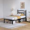 SHOANED Metal Bed Frame with Headboard - 14 Inch Twin XL Size Heavy Duty Bedframe Black Basic Steel Slats Platform No Box Spring Needed/Easy Assembly/Noise Free
