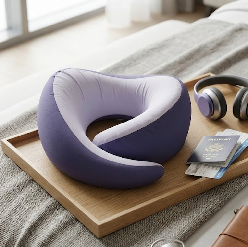 Neck Pillow for Traveling,Travel Neck Pillow for Airplanes,Portable,Smooth & Cooling Fabric,100% Pure Memory Foam,Neck Pain Relief with 360º Ergonomic Support