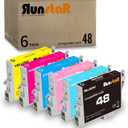 Run Star 6 Pack Remanufactured for T048 Ink Cartridge Replacement for Epson 48 T048 use for Epson Stylus Photo R200 R220 R300 R300M R320 R340 RX500 RX600 RX620 Printer (BK/C/M/Y/LC/LM)