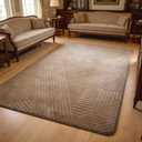 Brown 5x7 Geometric Rug for Living Room Bedroom, Washable | Fluffy High-Low Pile Textured Rug with Modern Geometric Pattern, Ultra Soft Boho Carpet for Nursery, Kids Room, Home Office