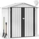 DWVO 6x4ft Tool Storage Shed, Lockable Doors, and Sloped Roof, Steel Outdoor Storage Shed for Garden, Patio, Garage, Backyard, Lawn - White